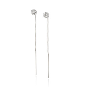 Cercei argint lungi cu lant si floare cu pietre DiAmanti Z1805EPR_W-DIA (Argint 925‰ 1,4 g.)